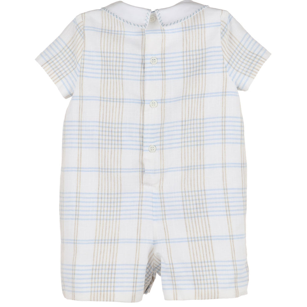 Boys Blue Plaid Romper