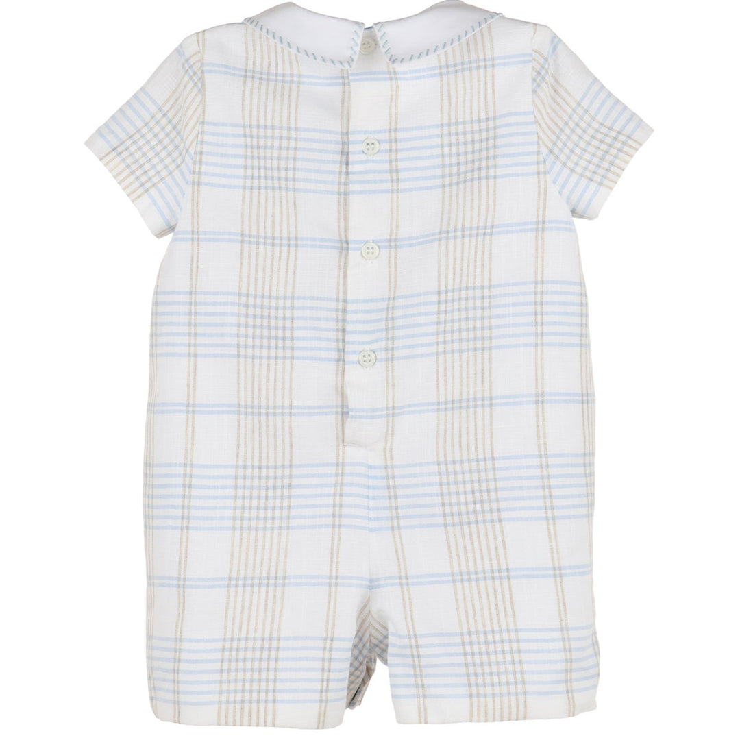 Boys Blue Plaid Romper