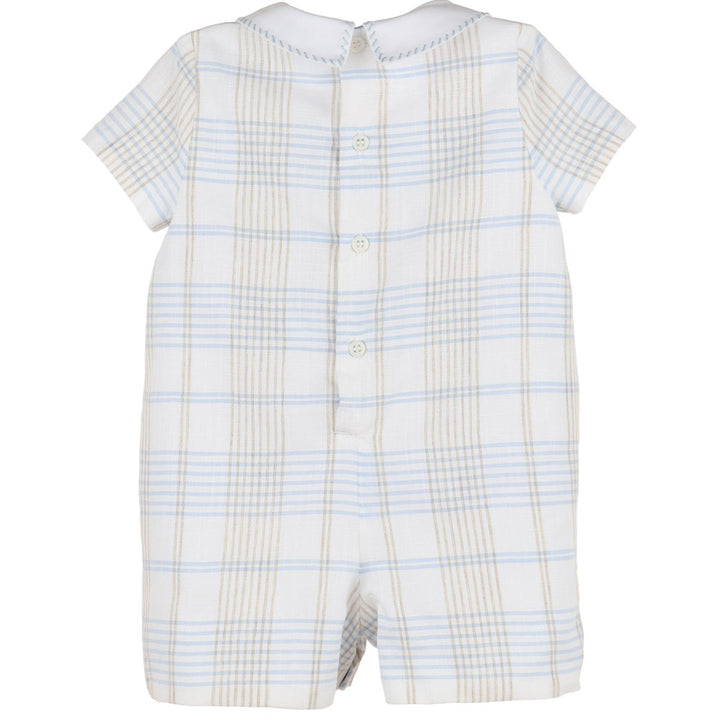 Boys Blue Plaid Romper