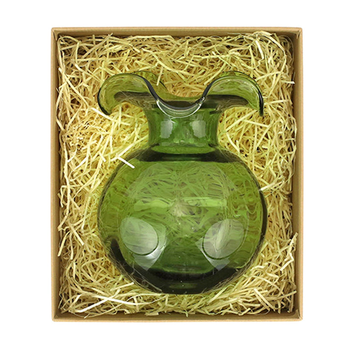 Hibiscus Glass Dark Green Bud Vase