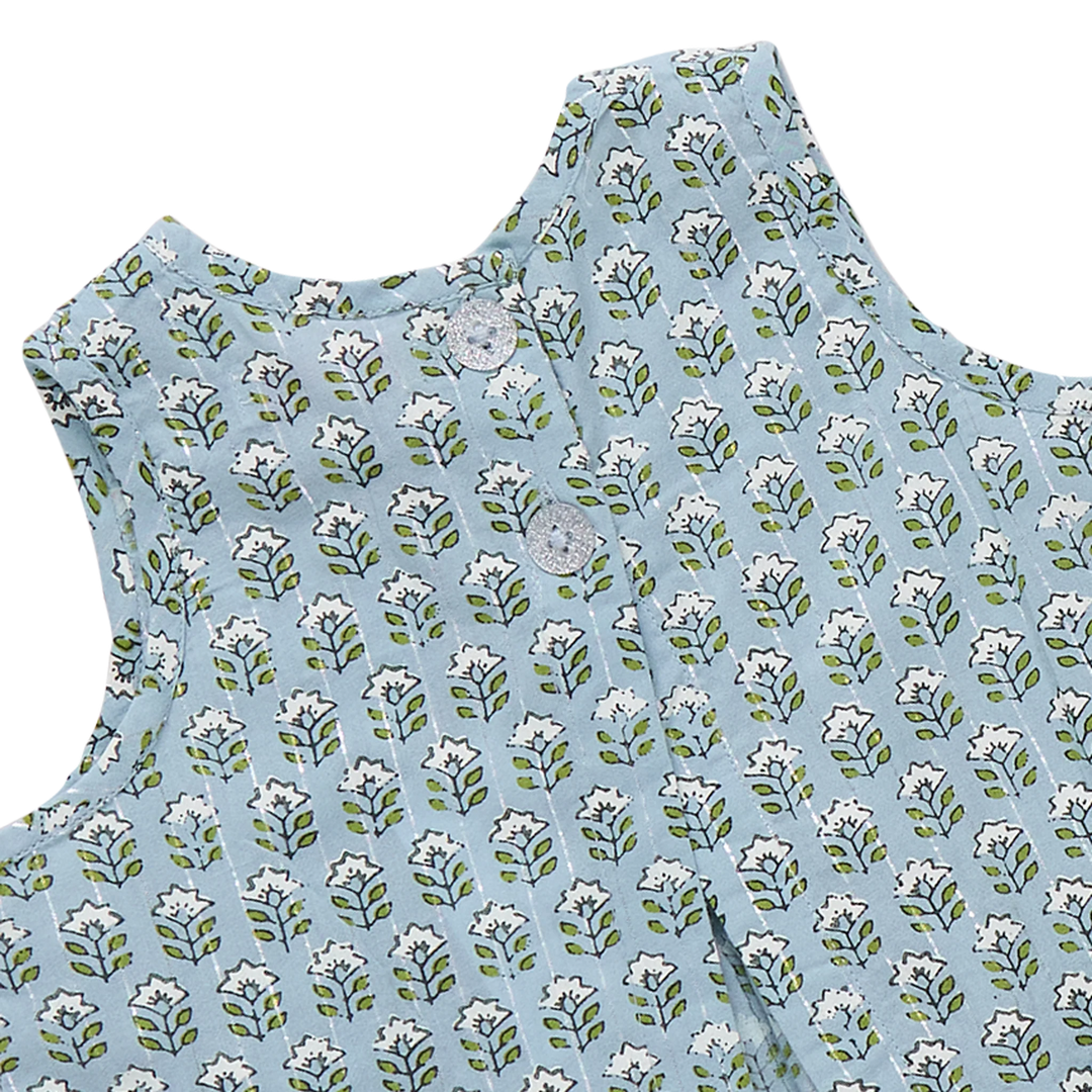 Baby Girls Jaipur 2pc Set - Blue Prairie Block Print