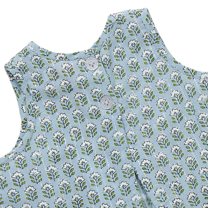 Baby Girls Jaipur 2pc Set - Blue Prairie Block Print