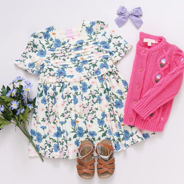 Girls Raquel Dress - Melon Daisy Floral