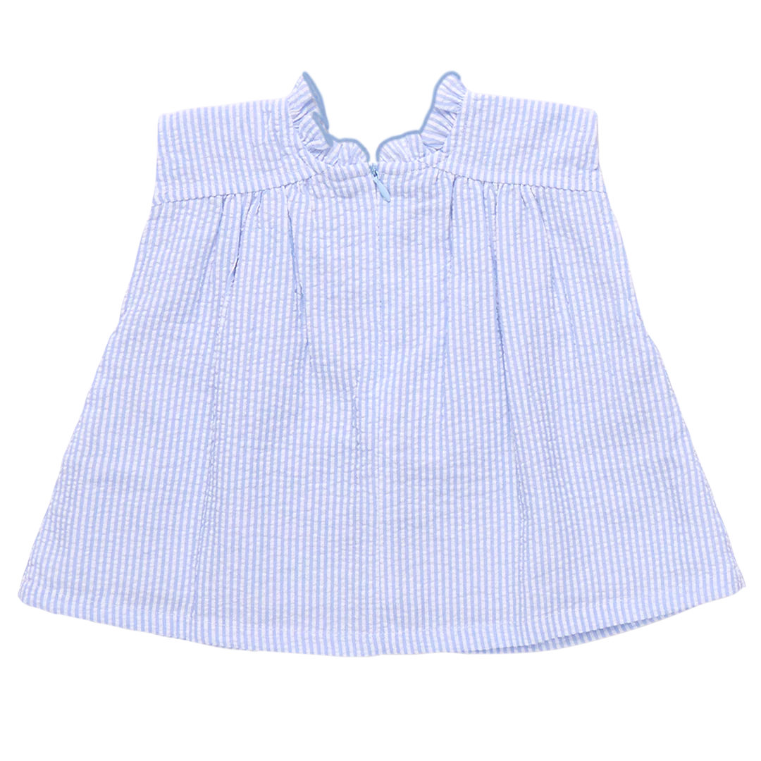 Girls Misha Top - Blue Seersucker