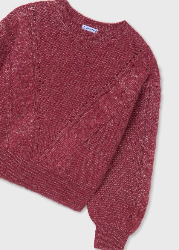 Tomato Mix Cable Knit Sweater