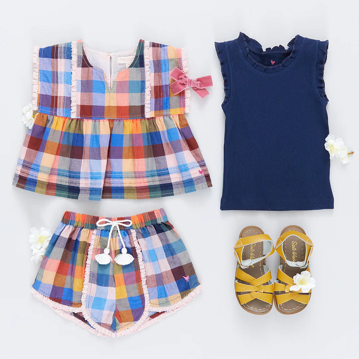 Girls Millie Short - Technicolor Check