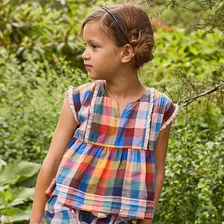 Girls Clary Top - Technicolor Check