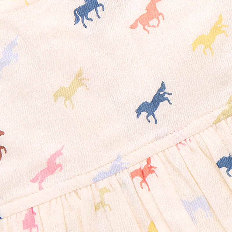 Girls Charlie Dress - Multi Tiny Horses