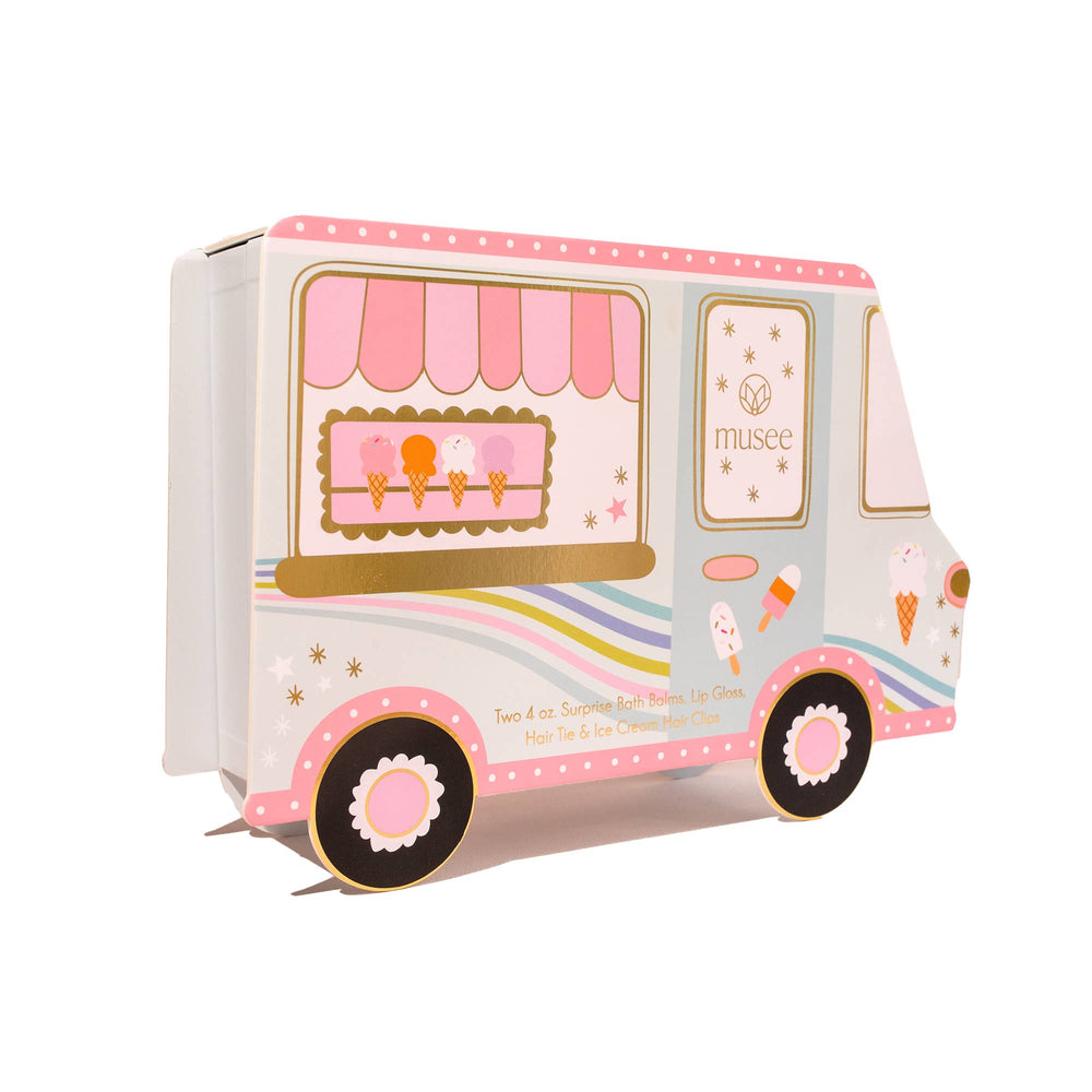 Musee ice cream truck bath balm and accessory set outer box. 