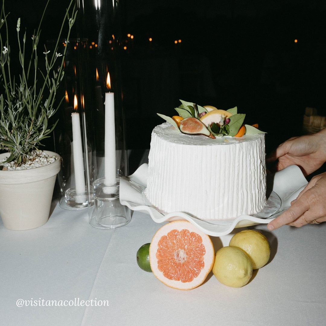 Vida Havana Pedestal Large White Cake Plate