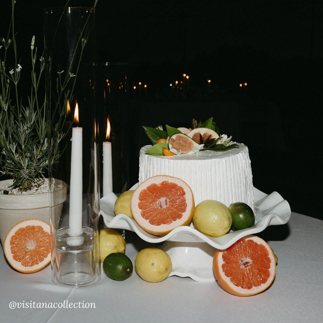 Vida Havana Pedestal Large White Cake Plate