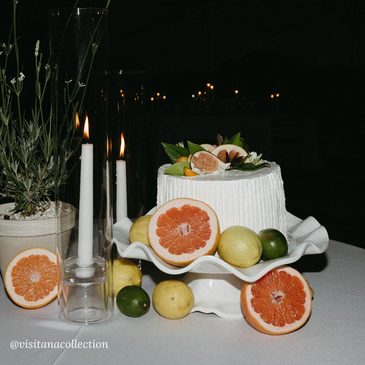 Vida Havana Pedestal Large White Cake Plate