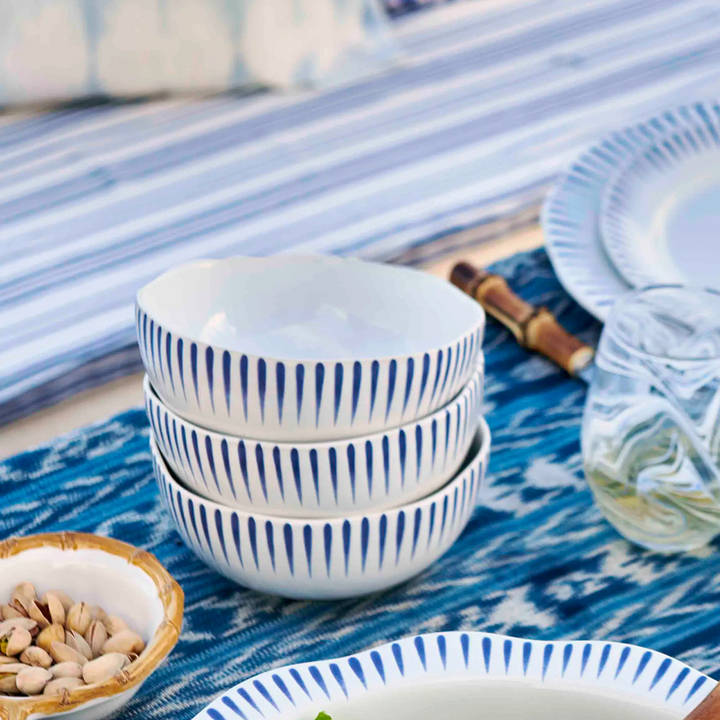 Sitio Stripe 16pc Place Setting - Delft Blue
