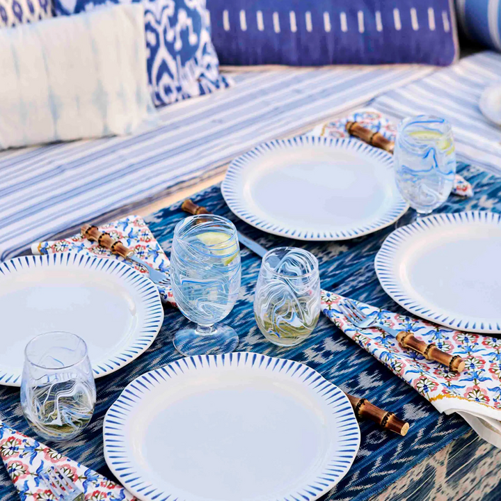 Sitio Stripe 16pc Place Setting - Delft Blue