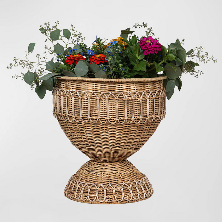 Provence Rattan Medium Urn - Whitewash