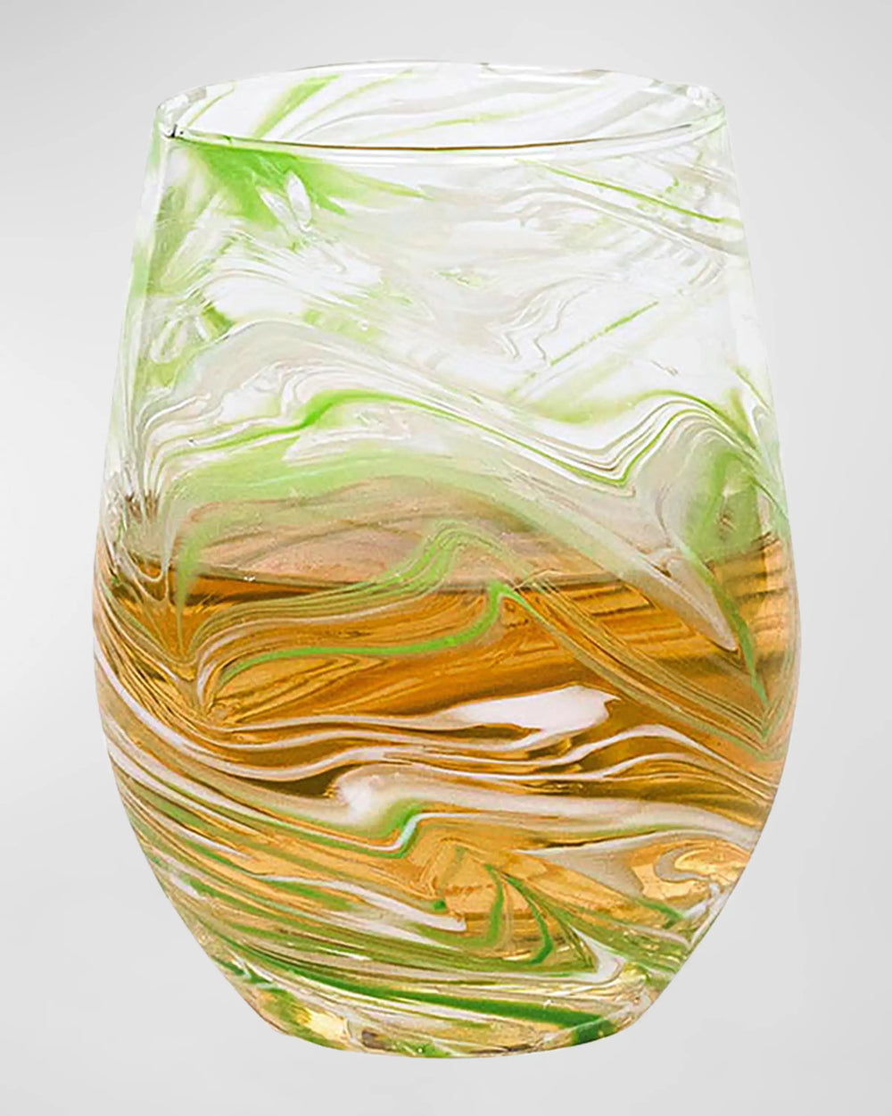 Puro Marbled Stemless Wine Glass - Green