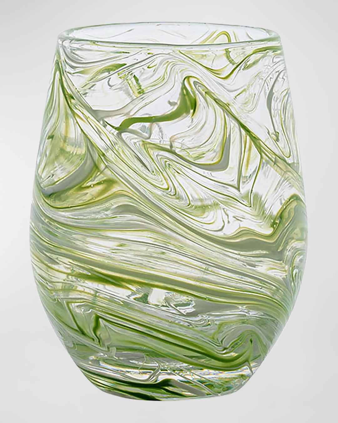 Puro Marbled Stemless Wine Glass - Green