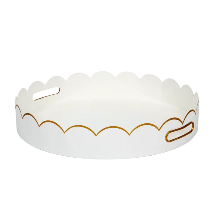 Eloise Gloss White & Gold Scalloped Metal Tray