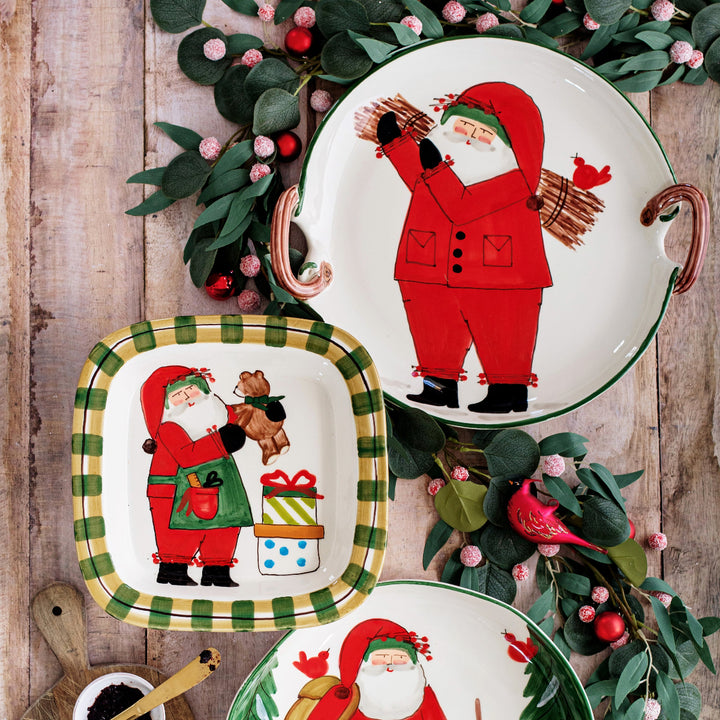 Old St. Nick Handled Round Platter with Sticks