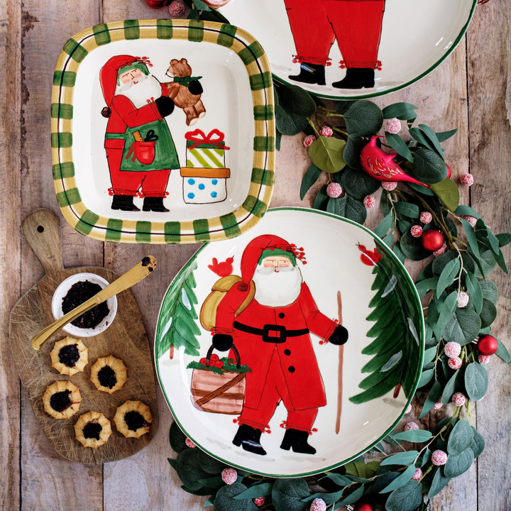 Old St. Nick Shallow Bowl with Apple Basket