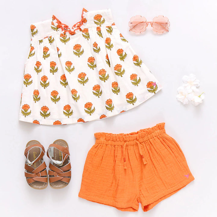 Girls Misha Top - Small Orange Bud
