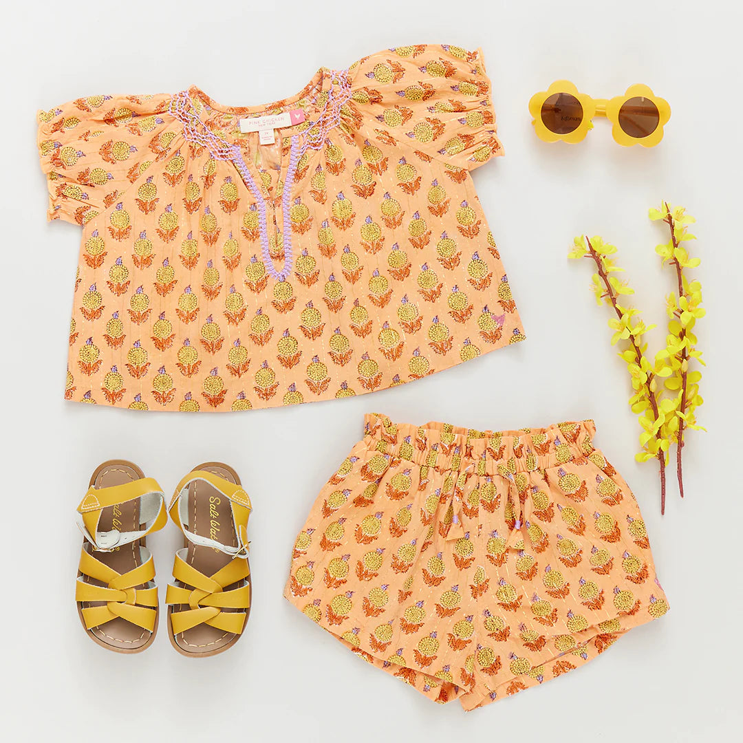 Girls Theodore Short - Orange Dahlia