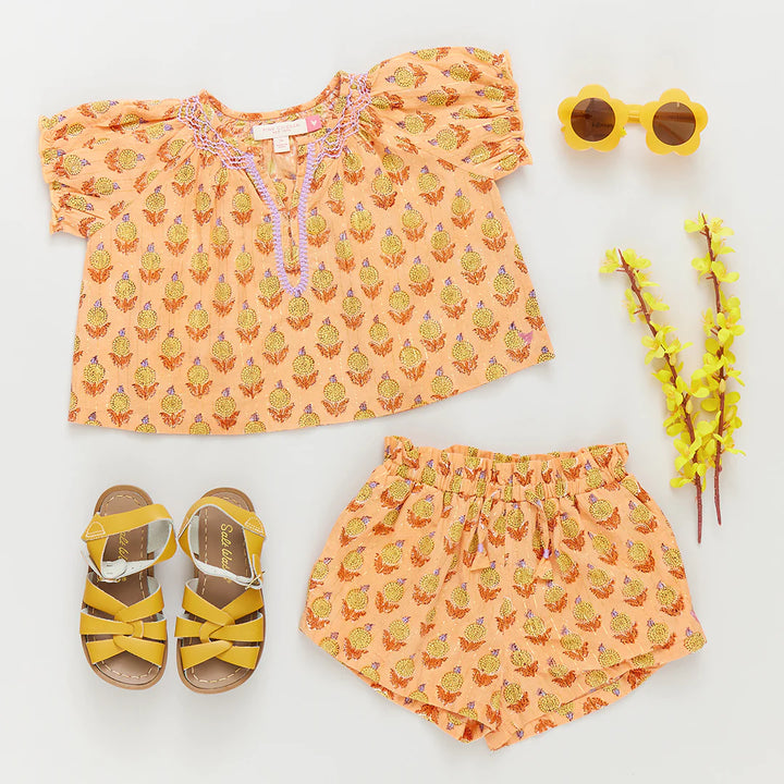 Girls Theodore Short - Orange Dahlia