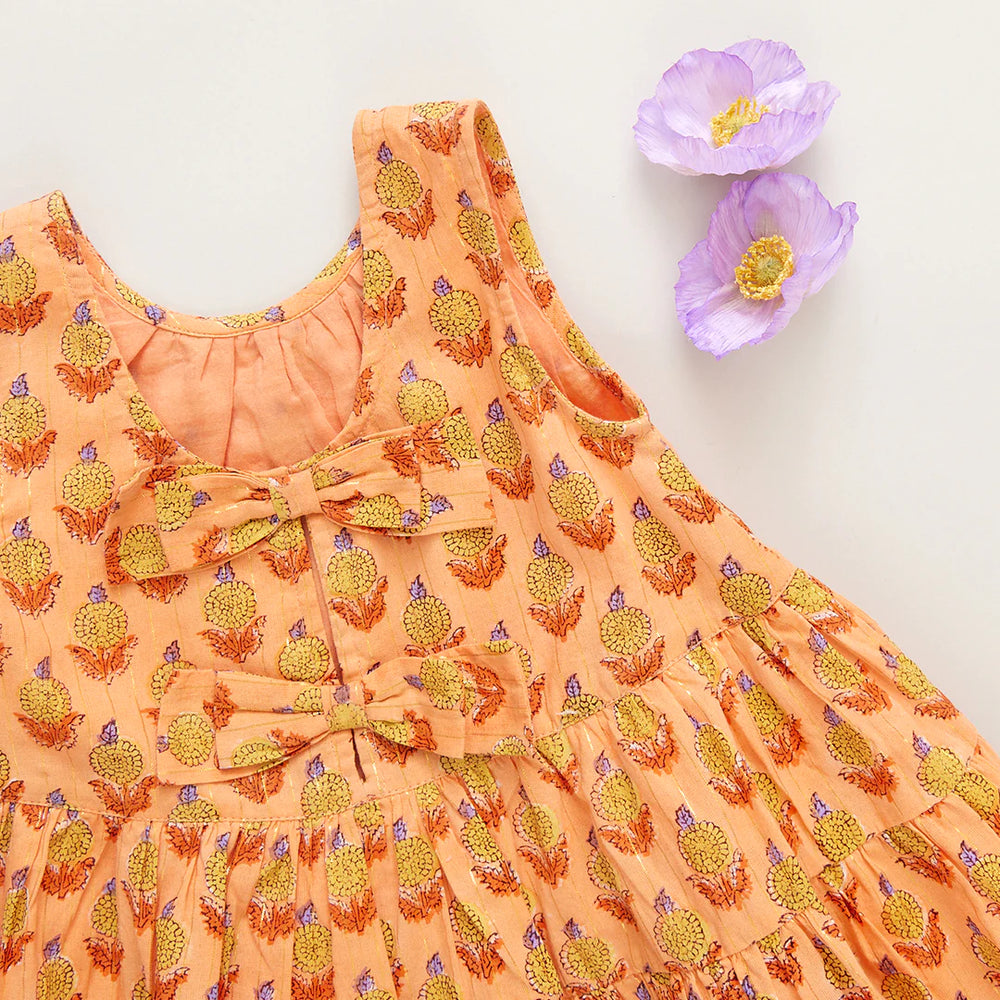 Girls Eloise Dress - Orange Dahlia