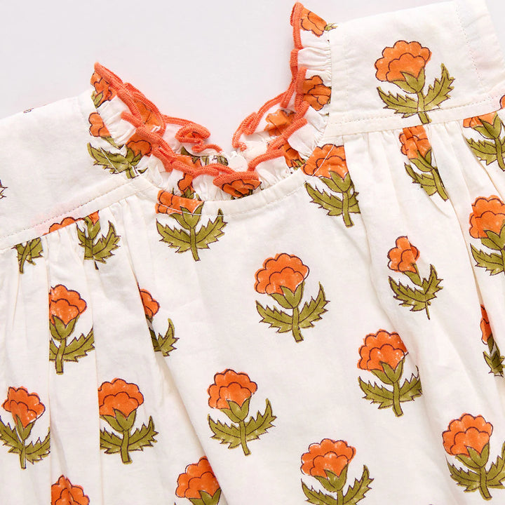 Girls Misha Top - Small Orange Bud