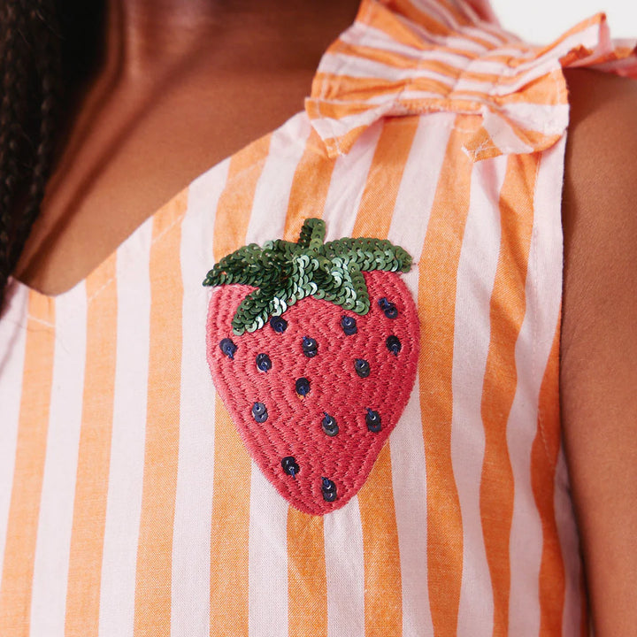 Girls Via Dress - Orange Pink Stripe