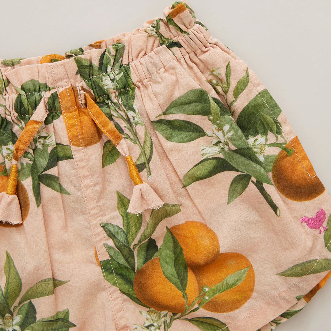 Girls Theodore Short - Pink Botanical Oranges