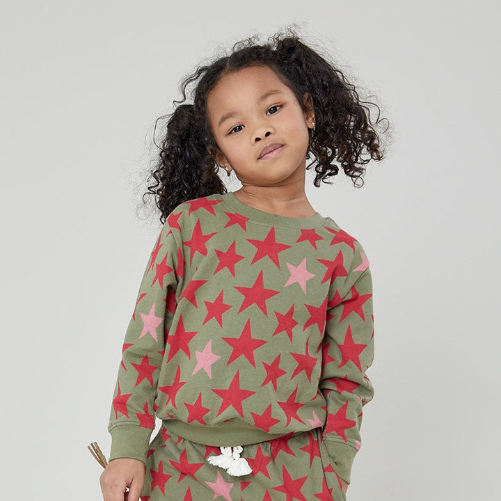 Girls Organic Sweatshirt - Green Star