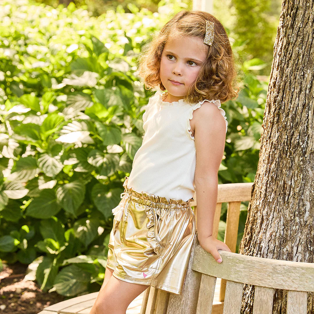 Girls Theodore Short - Gold Lame