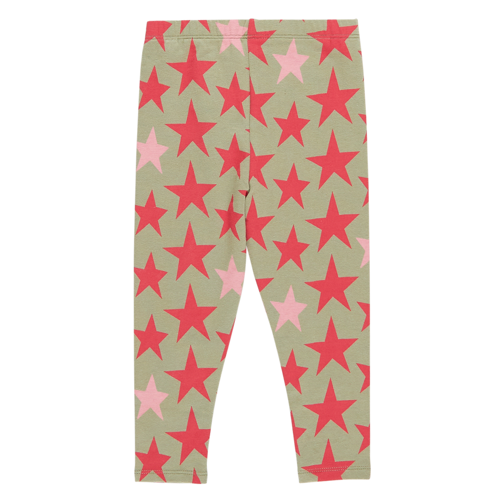 Girls Organic Legging - Green Star