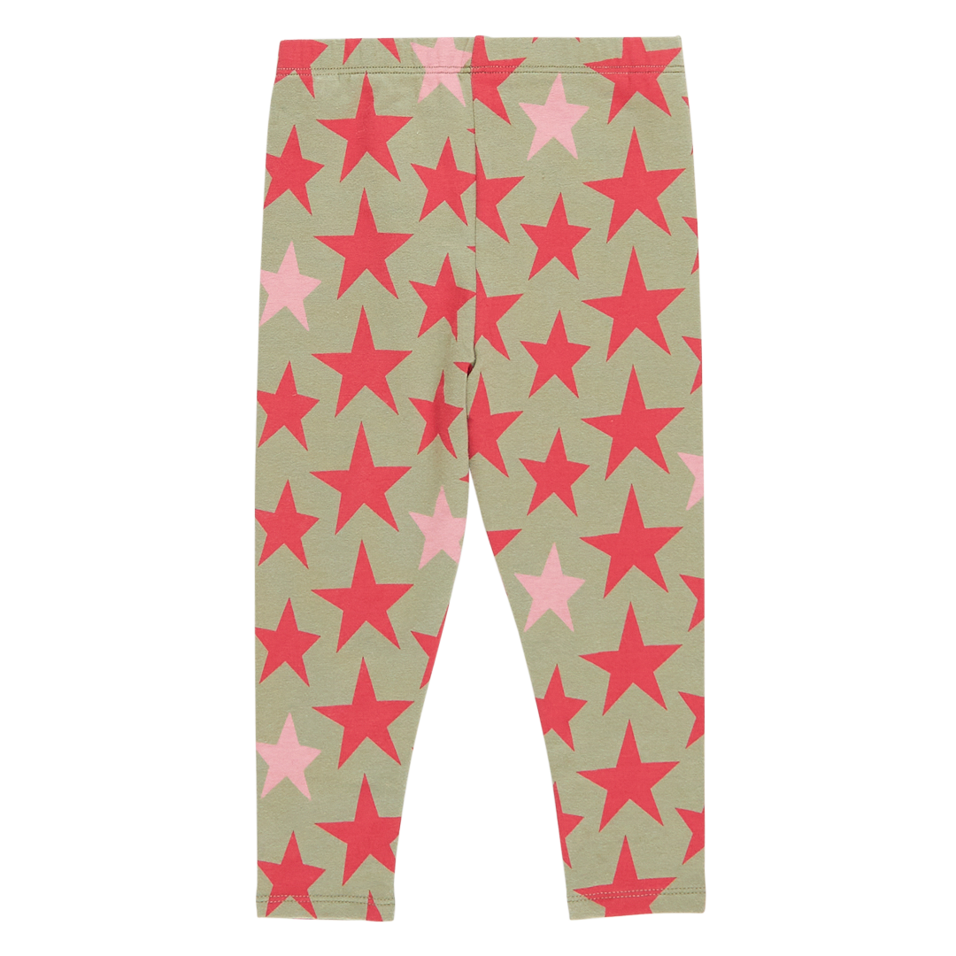 Girls Organic Legging - Green Star