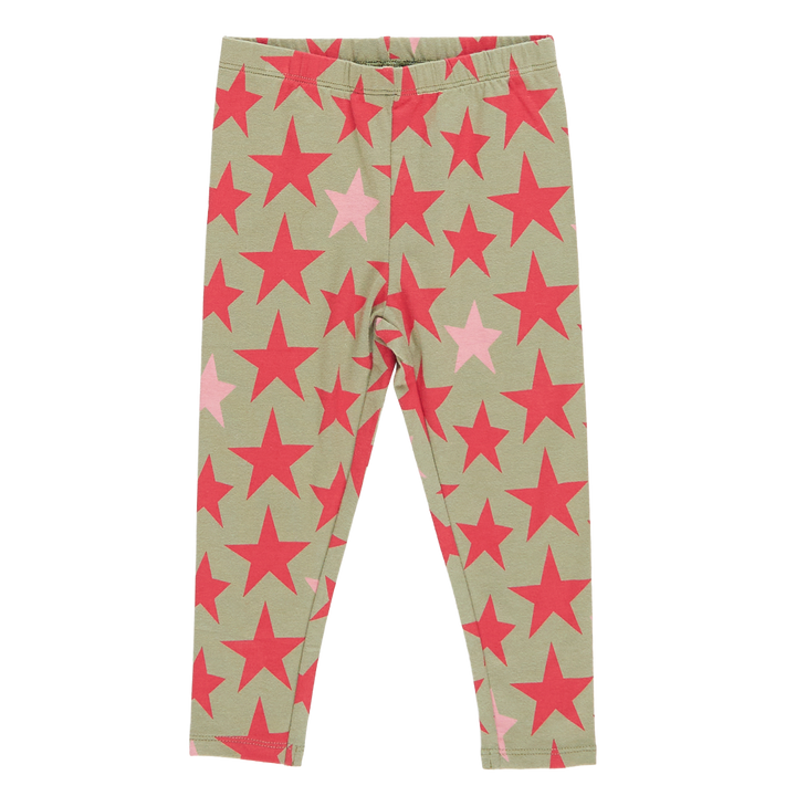 Girls Organic Legging - Green Star