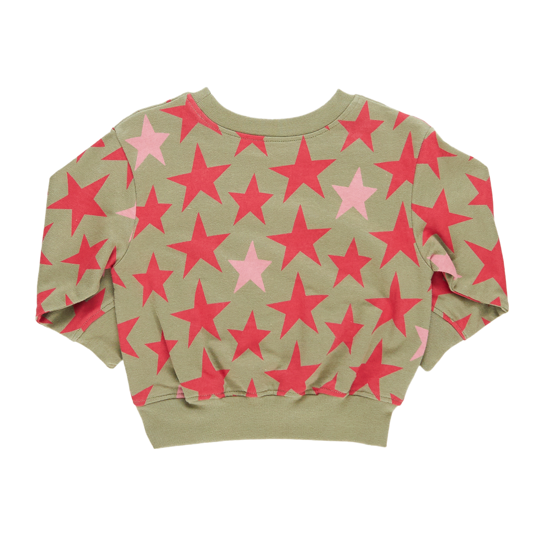 Girls Organic Sweatshirt - Green Star