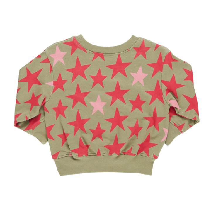 Girls Organic Sweatshirt - Green Star