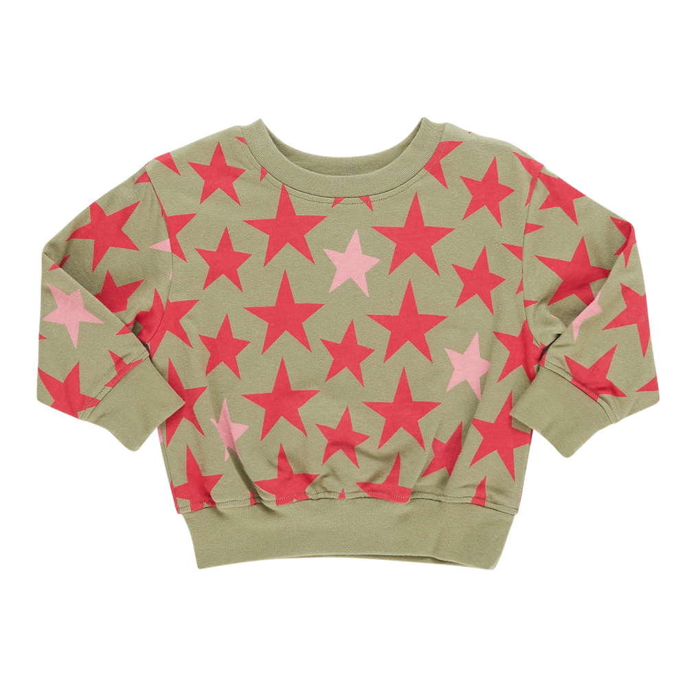 Girls Organic Sweatshirt - Green Star