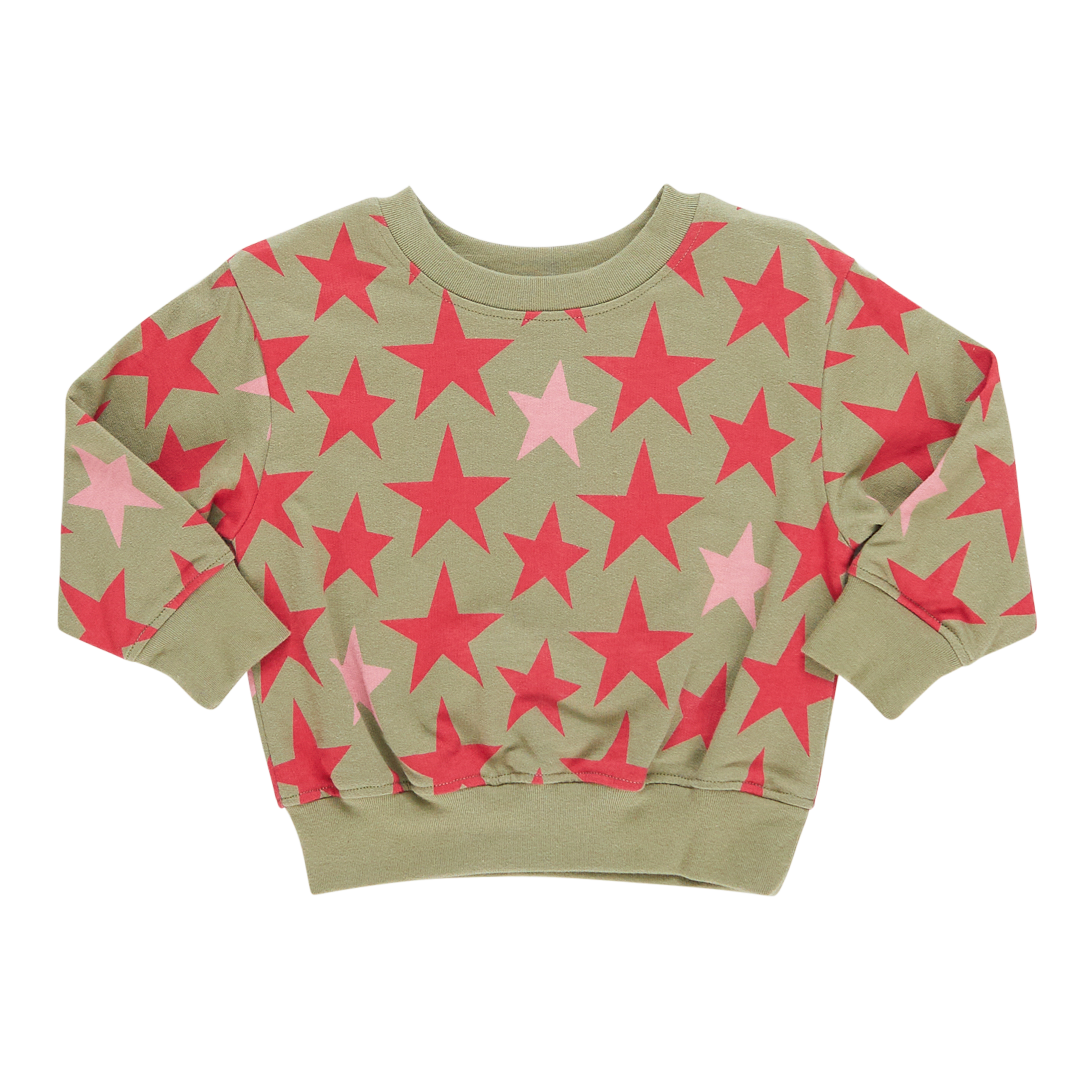 Girls Organic Sweatshirt - Green Star