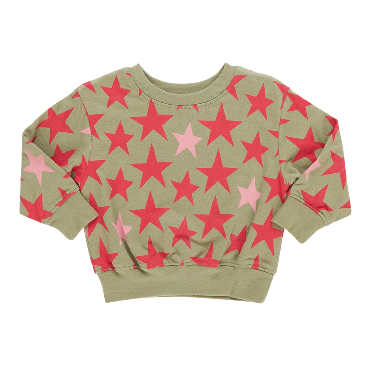 Girls Organic Sweatshirt - Green Star