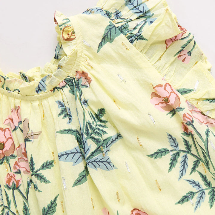 Girls Harper Dress - Pale Yellow Poppy