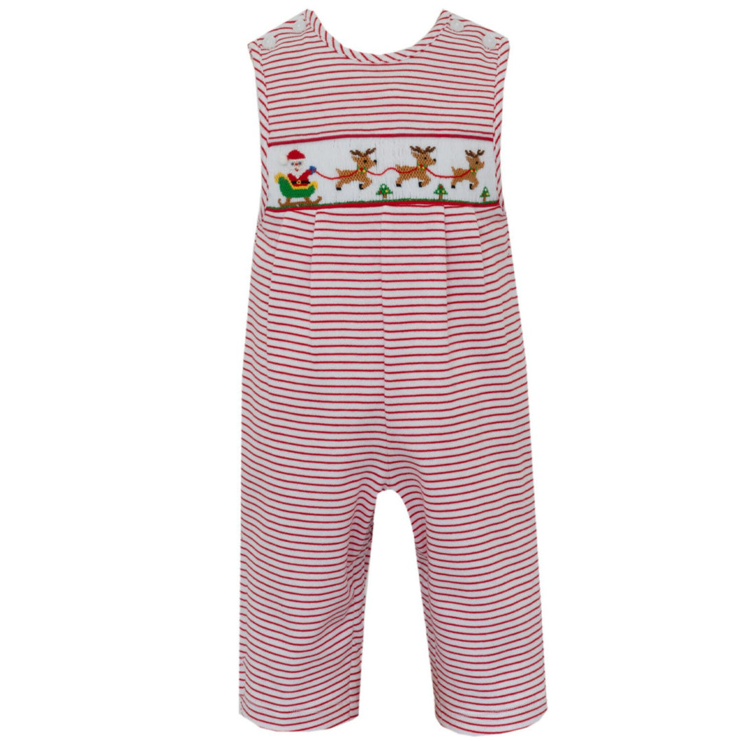 Santa Red & White Knit Stripe Boy's Long John John