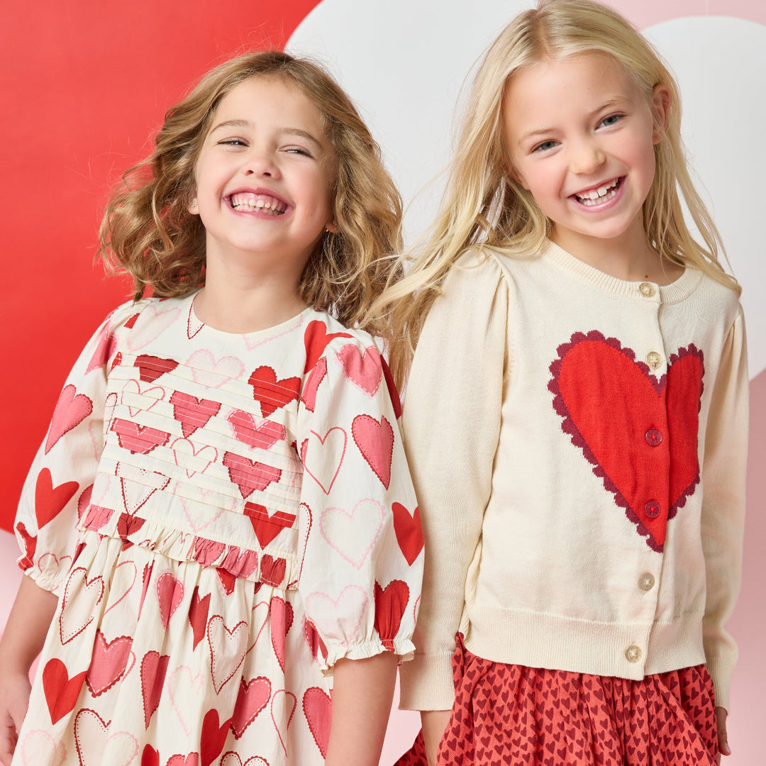 Girls Constance Sweater - Scalloped Heart