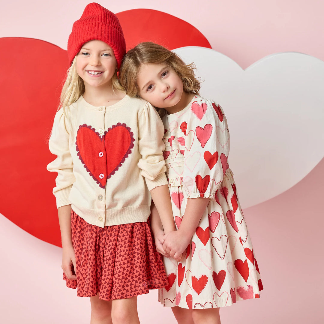 Girls Constance Sweater - Scalloped Heart