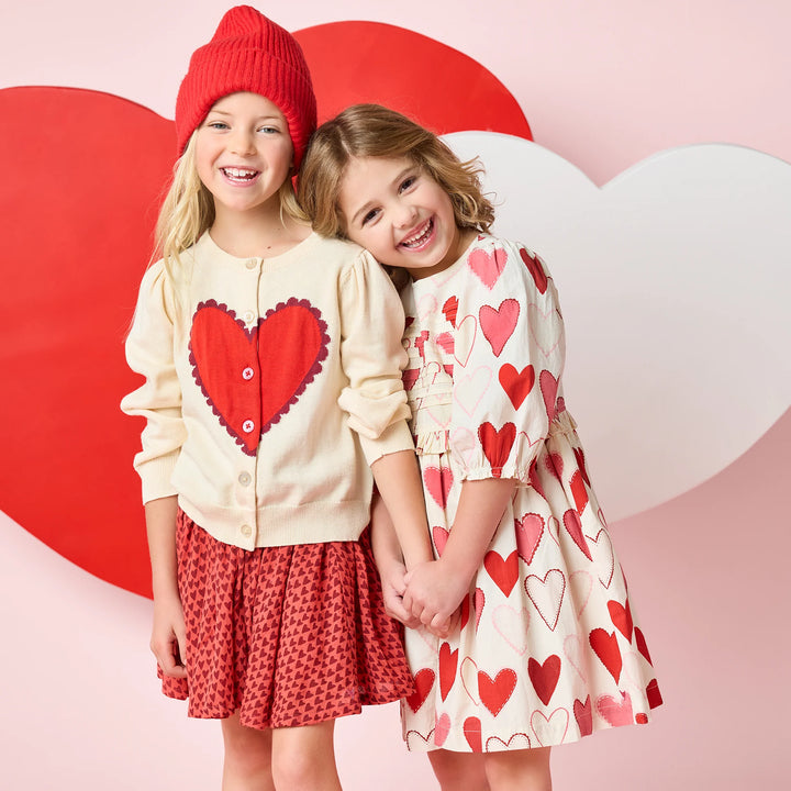 Girls Gianna Skirt - Red Mini Hearts