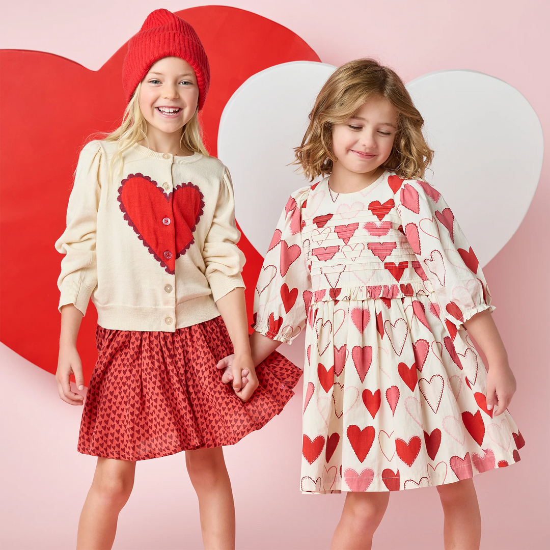 Girls Gianna Skirt - Red Mini Hearts