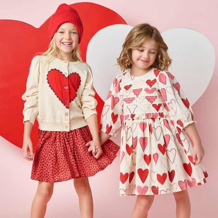Girls Gianna Skirt - Red Mini Hearts
