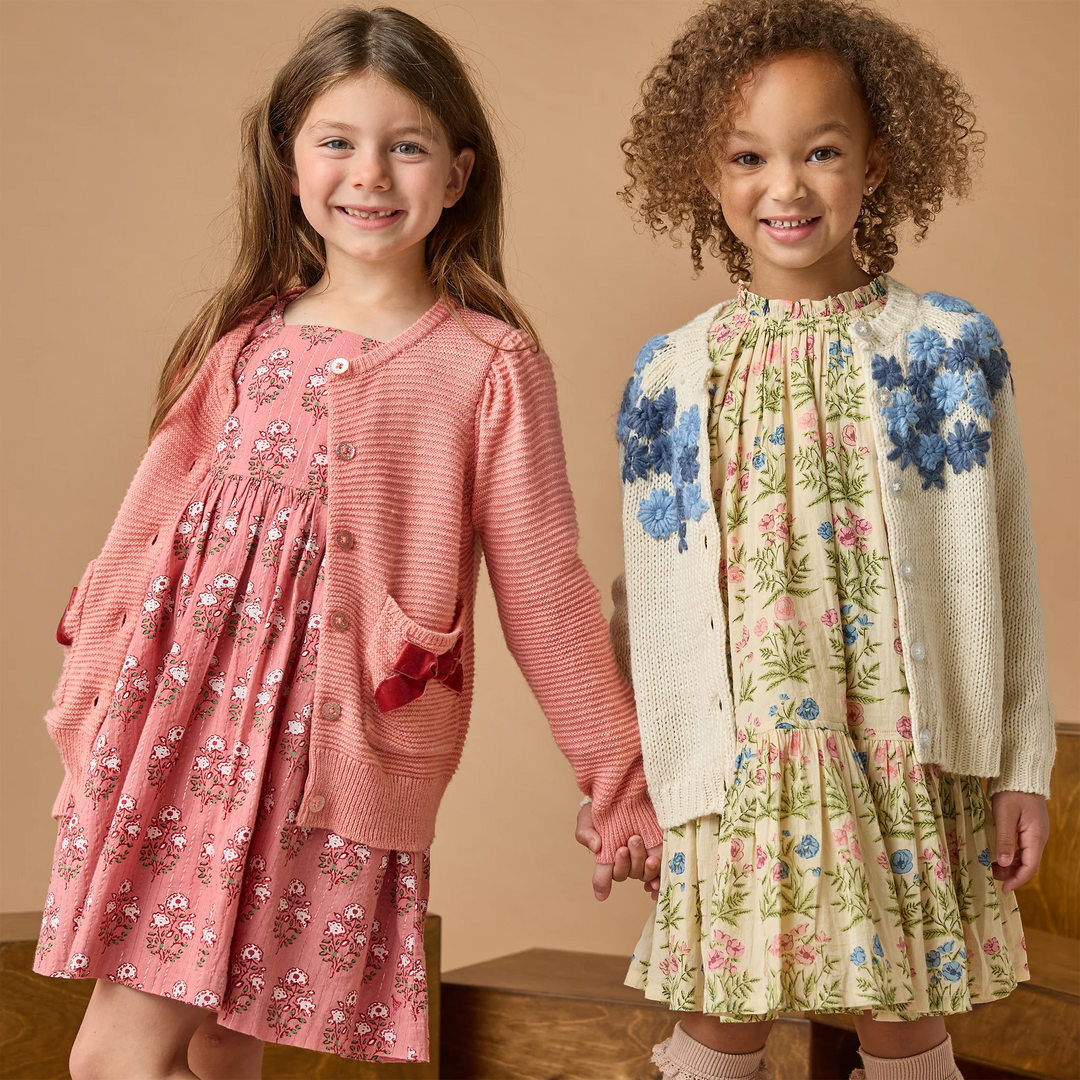 Girls Bow Pocket Sweater - Red Velvet Bows