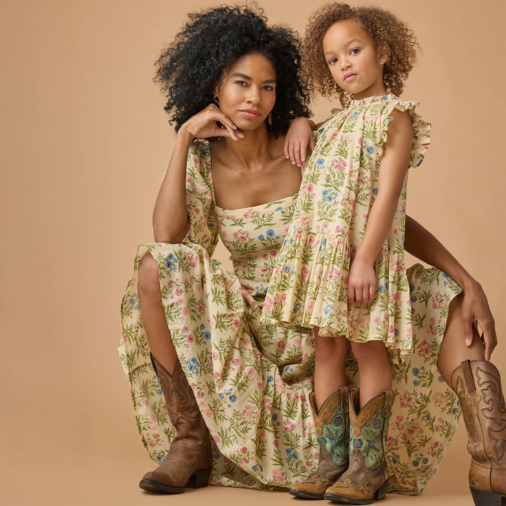 Womens Marilyn Bell Sleeve Dress - Leafy Floral